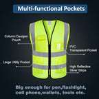 10 Pack Mesh Safety Vest Custom Logo High Visibility Reflective Vest with Pockets Security Work Vest（Yellow，XL）