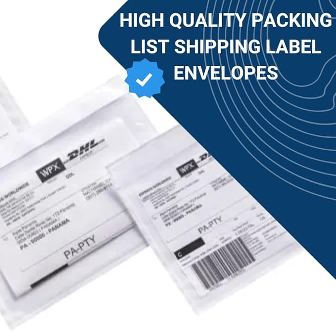 100 Units, 7.5"x5.5" Clear Packing List Shipping Pouches – Heavy Duty Self-Sealing Adhesive Envelopes, Waterproof & Tear-Proof – Ideal for Labels, Invoices & Documents