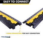 Kable Kontrol Atlas Heavy Duty Cable Protector Ramp - 1 Channel Bulk Wholesale Pallet - 70 Pcs - 39" Long Black & Yellow - 24,000 Lbs Capacity - Rubber Speed Bump Wire Protector Cord Cover - CP9896