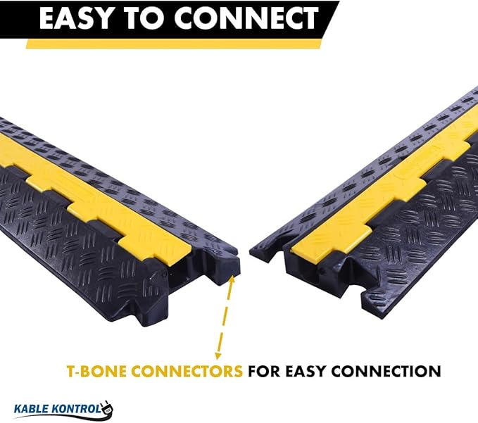 Kable Kontrol Atlas Heavy Duty Cable Protector Ramp - 1 Channel Bulk Wholesale Pallet - 20 Pcs - 39" Long Black & Yellow - 24,000 Lbs Capacity - Rubber Speed Bump Wire Protector Cord Cover - CP9896