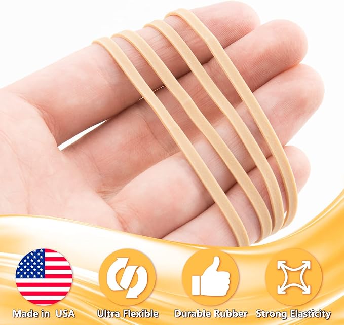 Rubber Bands Size 33, Bulk Pack of 5lb (3,000) Tan Rubber Bands, 3.5"x1/8", Made In USA