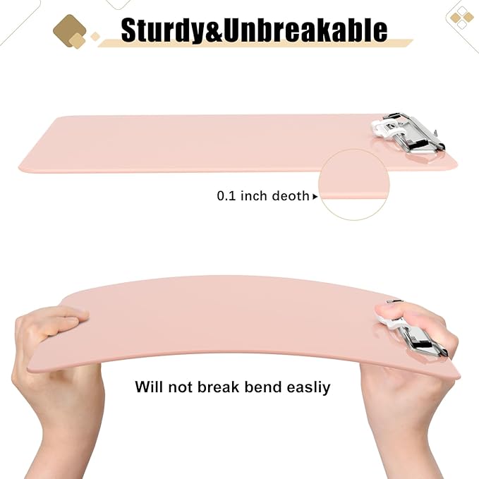 Hongri Plastic Clipboard with Pen Holder, Pink 8.5x11 Letter Size Clip Board for Classroom, Office, Students, Nurses and Women, Low Profile Clip, Size 12.5 x 9 in