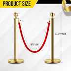 4PCS Gold Stanchion Post, 5 Ft Red Velvet Rope Stainless Steel Crowd Control Barriers Used for Theaters Parties Wedding Museums Exhibition