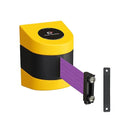 Crowd Control Warehouse - CCW Series WMB-230 Magnetic Wall Mount Retractable Belt Barrier - 30 Foot Belt, Purple Belt with Yellow ABS Case