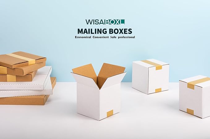6x6x6 inch White Shipping Boxes, Corrugated Cardboard Small Boxes with Fragile Stickers for Business Mailing, Packing, Moving, Storage, 15 Pack