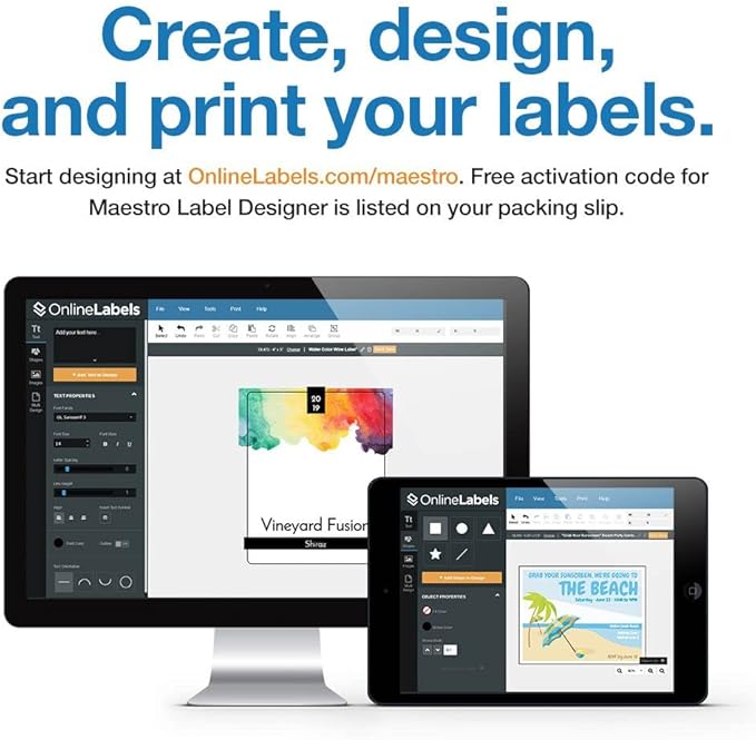 Removable Sticker Paper, White Matte, 25 Sheets, 8.5 x 11 Full Sheet Label, Inkjet or Laser Printer, Online Labels