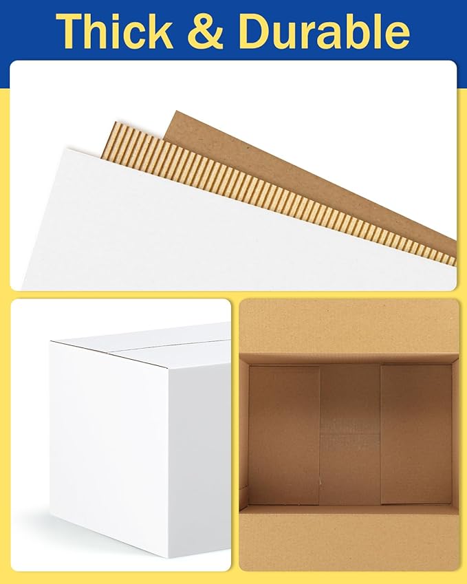 40-Pack-Small-Shipping-Boxes-8x6x6, Corrugated-Cardboard-Boxes-for-Packaging-Small-Business, White-Boxes-Mailers
