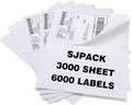 SJPACK 6000 Half Sheet Laser/Ink Jet Shipping Labels Mailing Blank White Labels