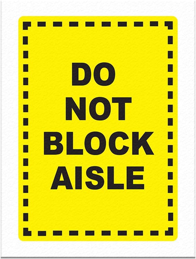 Do Not Block Floor Decals Aisle Yellow Anti-Slip Vertical Shape Lifestyle Industrial Door Signs Stickers 17Inches Longer Side