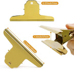 Coideal Gold Metal Bulldog Paper Clips, 3 Pack Stainless Steel Large Bull Clips Clamps for Drawing Board, Home Kitchen Office (5 7/10 Inch)