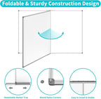 JILoffice Magnetic Foldable White Board 48 x 36 Inches, Dry Erase Whiteboard, Silver Aluminum Frame with 2 Detachable Marker Tray Wall Mounted Board for Office Home and School