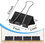 2 Inch 24 Pack Extra Large Binder Clips, Jumbo Paper Clips, Big Paper Clamps, Binder Clips Large Size for Home, School and Office Supplies