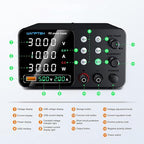 DC Power Supply Variable, 30V 10A Adjustable Switching Regulated Bench Power Supplies with Memory Preset/Locking Key/OCP Protection/Output/USB Fast Charging /4-Digit LED Display