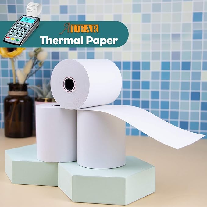 3 1/8" x 230' (30 Rolls) Thermal Receipt Paper, 80mm BPA Free Point of Sale Cash Register Paper for POS System - AUEAR