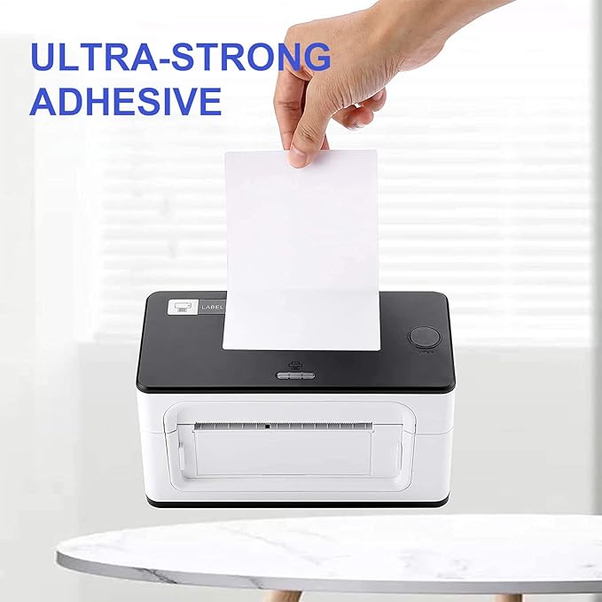 RyhamPaper 4" x 6" Fanfold Direct Thermal Labels - White Shipping Mailing Postage Labels, Perforated, Permanent Adhesive (4 Stacks - 4000 Labels)