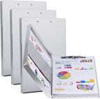 ZCZN Aluminum Clipboard with Storage and Clip Recycled, 4 Pack Clipboard Folders, Sturdy Letter Size Recycle Metal Form Holder for Business Office Medical Professionals, Letter Size (Silver)