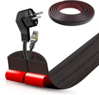 Floor Cord Cover Self Adhesive Cord Hider,10FT Cable Management, Extension Strip Protector for Wires, Prevent Cable Trips for Offices, Gyms, Exhibitions Cavity:0.51"(W) x 0.3"(H) Black Wood