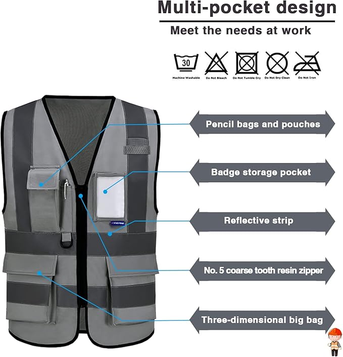 A-SAFETY High Visibility Reflective Safety Vest Customize Logo (XS-8XL)