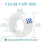 48 Rolls Clear Tape, Transparent Tape Refills for Dispenser, 1 Inch Core, 3/4 x 800 Inches, Strong Adhesive for Gift Wrapping, Office, School, Home, Desk Supplies & Crafts