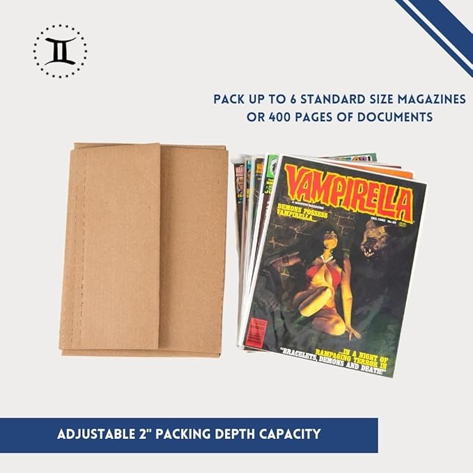 Gemini Magazine and Comic Book Mailers for Shipping (8.5x11x2’’ – 100 Pack) | US-Made Corrugated Cardboard Stay Flat Mailers with Expandable Capacity | Great For Shipping Documents, Photos, and More.