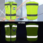 TCCFCCT Safety Vest for Men Women 9 Pockets High Visibility Reflective Vest for Safety, Work Vest with Reflective Strips, Meets ANSI/ISEA Standards, (Yellow, X-Large)