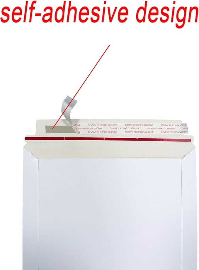 Rigid Mailers 30 Pack 9.5 x 12.5 inches White Self Seal Stay Flat Bulk Cardboard Kraft No Bend Mailers Peel and Seal for Document Photos Pictures Papers Files CD