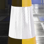 Fluorescent Orange/Green PVC Traffic Cones, Heavy Black Base Parking Lot Cone Structurally Stable Weatherproof Road Construction Safety Cones (8, Yellow, 28" Large)