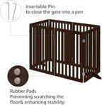 unipaws 120" Extra Wide Pet Gate, Free Standing Dog Gate for Doorways, Stairs, Foldable Gate & Room Divider, Wooden Puppy Playpen, Expandable Barrier for The House, Indoor Use (36" H, Espresso)