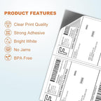 BESTEASY 200 Half Sheet Self Adhesive Shipping Labels, Laser/Ink Jet White Blank Shipping Labels 8.5" x 5.5" Address Labels (100 Sheet Total 200 Labels)