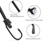 Bungee Cords with Hooks, Heavy Duty Outdoor Elastic Bungee Straps，No Odour Industrial Grade Bungee Rope for Securing Tarps, Luggage,Tents, Bikes or Garden Tidying 24in6pcs + 48in2pcs (Black)