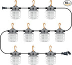 NS 100ft LED Construction String Lights, 150W 15000lm LED String Work Lights, Temporary Work Lights Linkable Industrial String Work Lights with Hook for Jiobsite, Outdoor Lighting (10)