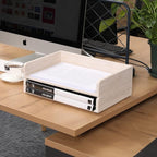Stackable Letter Tray 2 Pack - Wood Desk File Trays Letter/A4 Paper Organizer Shelf - Wooden Document Shelf Desktop Folder Rack Organization for Office Storage White(2CTP-WH)