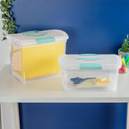 Sterilite Medium Nesting ShowOffs, Stackable Small Storage Bin with Latching Lid and Handle, Plastic Container to Organize Home, Clear, 30-Pack