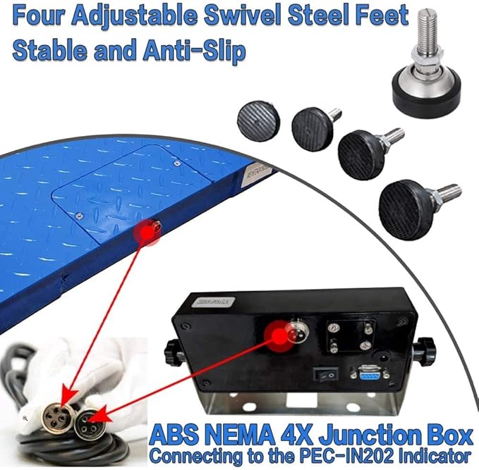 Industrial Floor Scale, 36" x 36", 2500LB/1LB with Accurate Digital Indicator