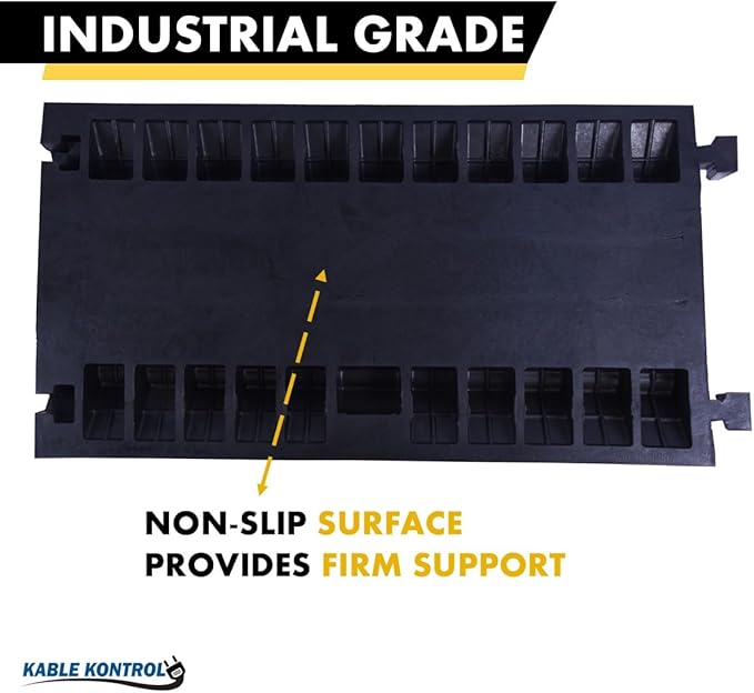 Kable Kontrol Atlas Heavy Duty Cable Protector Ramp - 3 Channel Bulk Wholesale Pallet - 10 Pcs - 36” Long Black & Yellow – 44000 Lbs Capacity - Rubber Speed Bump Wire Protector Cord Cover – CP9986