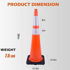 360 Pack 36" Orange Traffic Cones with Black Base – Large Bulk Road Safety Cones for Construction, Commercial, and Event Use (360, Orange, 36 Inch)