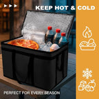 mosago Insulated Food Delivery Bag - Reusable Thermal Cooler Grocery Bags for Catering & Delivery, Pizza Carrier for Events, Large Capacity Bag Keeps Food Hot/Cold for Shopping, Commercial (with Base)