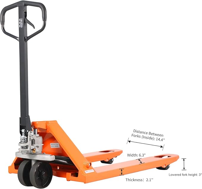 T Tory Carrier Pallet Jack, 6600 Lb. Capacity 27 x 48 Forks Mannual Pallet Truck, Hand Trucks with Replacement Load Wheels