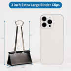 Jumbo Binder Clips 3 Inch - Extra Large Binder Clips 18 Pack, Heavy Duty Office Binder Clips for Paper, Documents, School & Office Supplies (18, 3 inch)