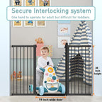 38.5" Extra Tall Pet Gate Pressure Mounted - 37.80"-40.55" Wide Walk Through Baby Gates with Door for The House Stairs Doorway - Puppy Doggy Dog Gates Fence Child Safety Gate