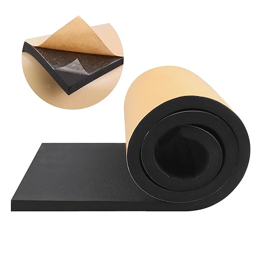FONUNO Foam Padding Sheets with Adhesive Foam Insulation Neoprene Sheets Closed Cell Insulation Neoprene Rubber Roll for Gaskets Liner Crafts DIY Projects, Black, 12" Wide x 118" Long x 3/4" Thick