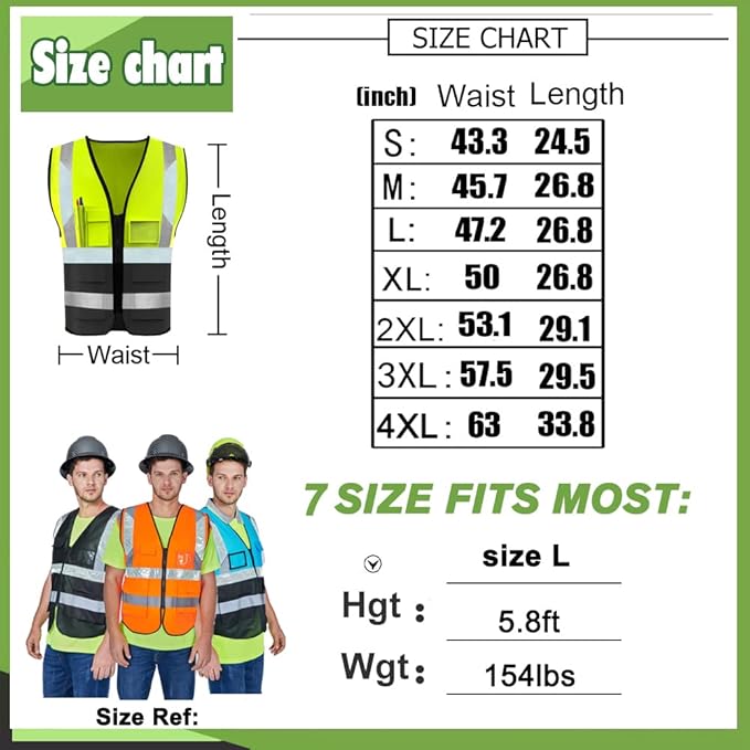 YOWESHOP High Visibility Safety Vest Custom Your Logo Protective Workwear 5 Pockets With Reflective Strips Outdoor Work Vest (3XL, Yellow Green Luminous)