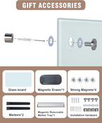 Mifuro Magnetic Glass Whiteboard，36"x24" Wall Mounted Frameless Dry Erase Board for Office, Home & School White