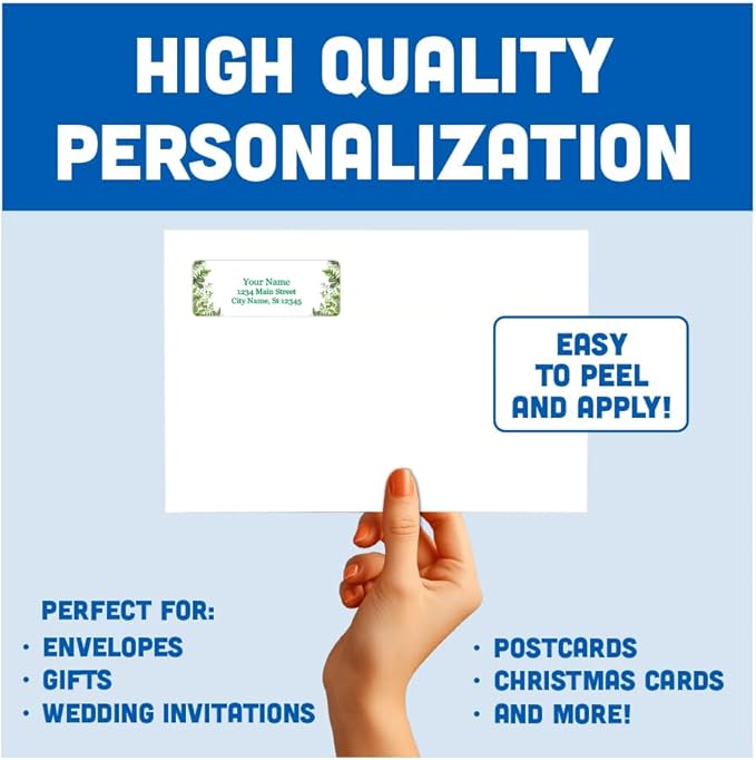 Personalized Return Address Labels - Blooming Greenery - 60-1000 Custom Self-Adhesive Stickers