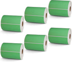 BETCKEY - 4" x 4" Shipping & Large Square Labels Compatible with Zebra & Rollo Label Printer,Premium Adhesive & Perforated[Green, 6 Rolls, 2100 Labels]