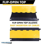 Kable Kontrol Atlas Cable Protector Wire Ramp - 5 Channel Bulk Wholesale Pallet – 40 Pcs - 35” Long Black & Yellow - 24000 Lbs Load Capacity - Rubber Speed Bump Wire Protector Cord Cover - CP9975