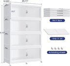480QT Extra Large Stackable Storage Bins with Lid & Wheels & Doors, 120Gal Foldable Collapsible Closet Organizers, Plastic Cabinet Box Container Drawer for Home Kitchen Bedroom, 4Pack White