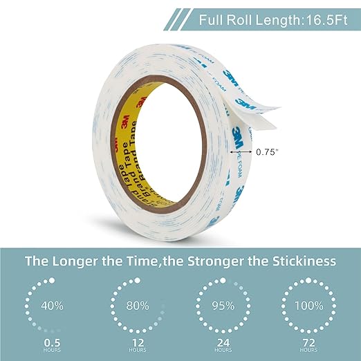 3M Double Sided Tape 0.75"×16.5Ft, No Damage Double Sided Wall Tape, Heavy Duty PE Foam Mounting Tape Removable Waterproof for Home Office Decor Crafts Arts DIY Paint Picture Poster