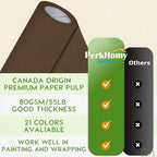 PerkHomy 48" x 1,440" (120') Coffee Kraft Paper Roll for Craft Bulletin Board Paper Art Table Covering Crafting Gift Wrapping Bouquet Packing Parcel 80GSM 55LB (Coffee, 48" x 120')