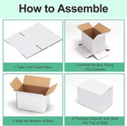 PETAFLOP 6x4x4 Shipping Boxes 50 Pack, White Cardboard Boxes Kraft Corrugated Mailer Boxes for Small Business